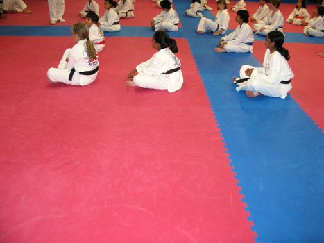 Kids learning Tae Kwon Do