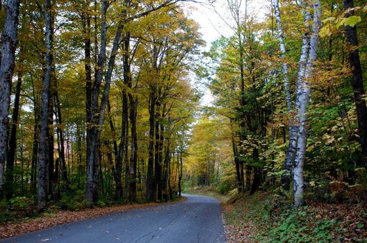 Small town of Ludlow Vermont during foliage season