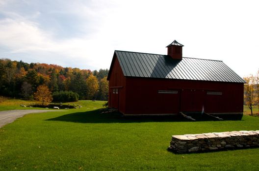 Small town of Ludlow Vermont during foliage season