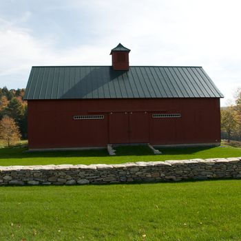 Small town of Ludlow Vermont during foliage season