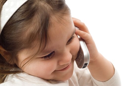 A young girl having a phone conversation on a cellphone