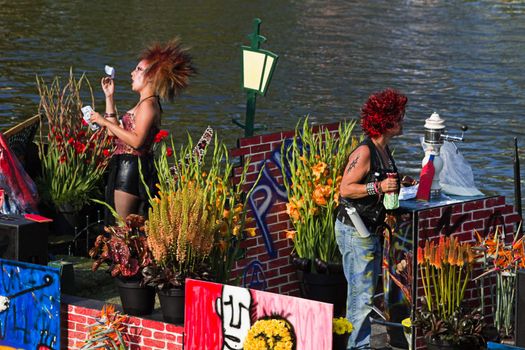 VLAARDINGEN, THE NETHERLANDS - JULI 2010: Beautiful flower boats in the unique annual Westland Floating Parade Juli 30, 2010, Vlaardingen, the Netherlands.

