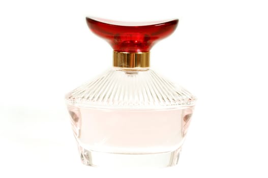 Perfume bottle on clean white background.