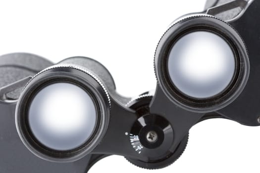 close up of a binoculars tool isolated over a white background