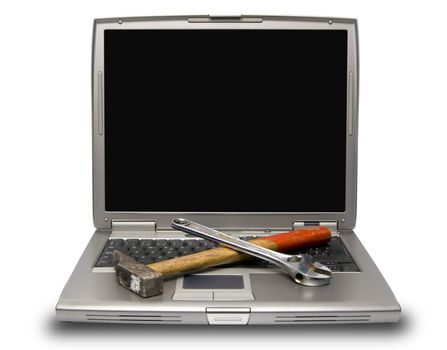 conceptual technology and help. Computer and tools.