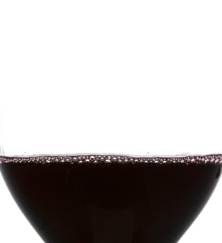 a clear glass of red wine isolated on white background