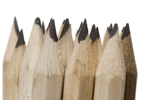 assorted pencils isolated on withe background in a composition