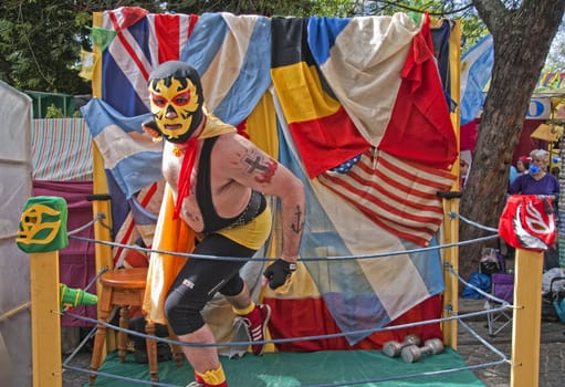 Wrestler at San Telmo Market, Buenos Aires, Argentina, March 7th 2010