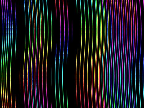 Curvy neon stripes on a black background.