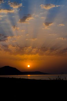 Beautilful sunset seen from Polis campsite on the little island of Cyprus 