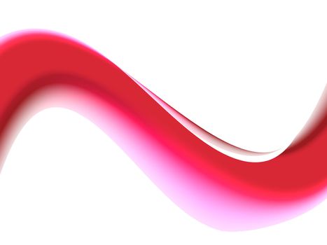 An abstract red wave floating across a white background.