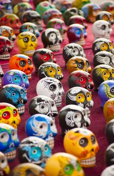 Colorfull skulls on display at  local market