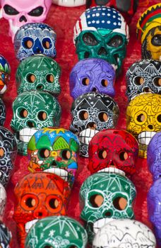 Colorfull skulls on display at  local market