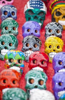 Colorfull skulls on display at  local market