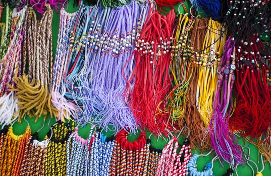 Colorfull woven items at local market.