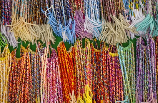 Colorfull woven items at local market.