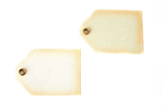 Two blank tags isolated on a white background.