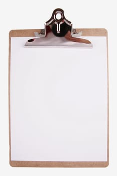 Clipboard with paper isolated on white
