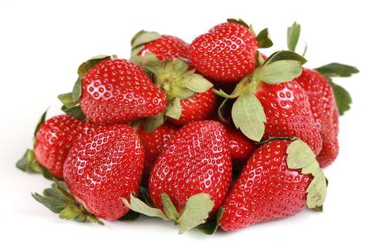 Delicious pile of red strawberries isolated