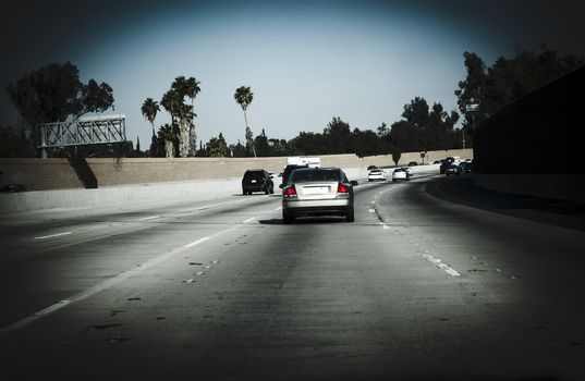 Cars on freeway California