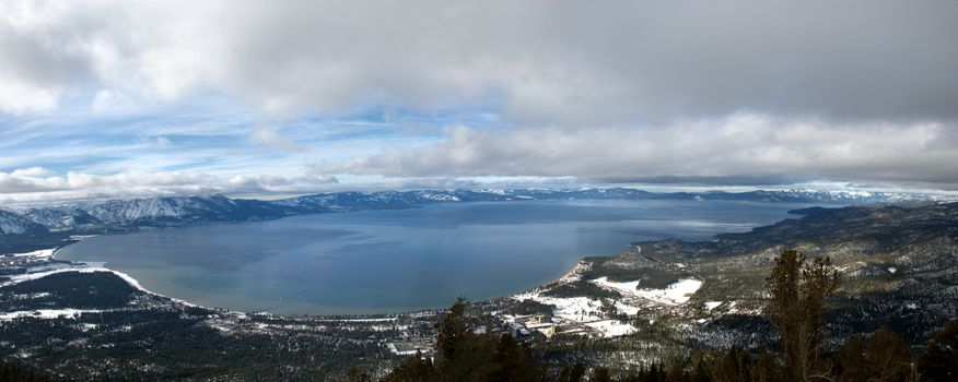 Lake Tahoe Winter Panorama - view from South Lake Tahoe