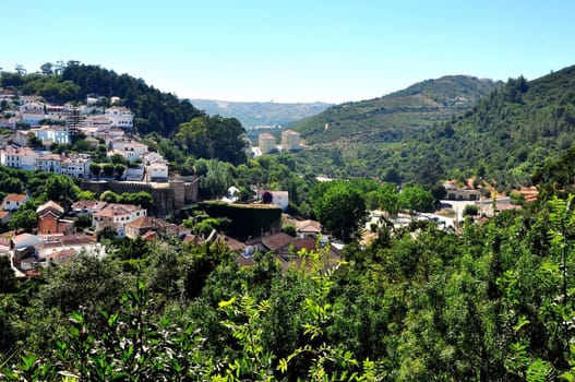 Old town in the mountains in Portugal many hills