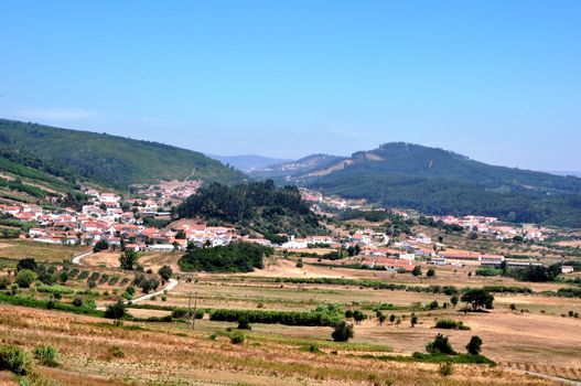 Old town in the mountains in Portugal many hills