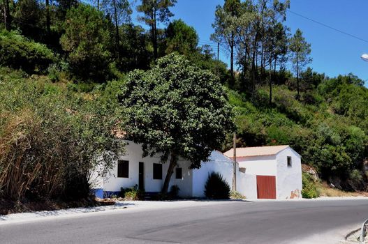 The village on the hillside in Portugal, using wind energy