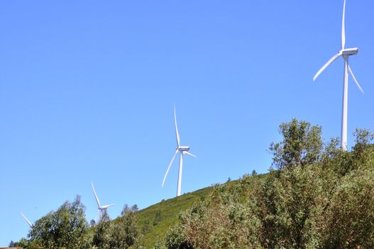 Landscape with wind power generators