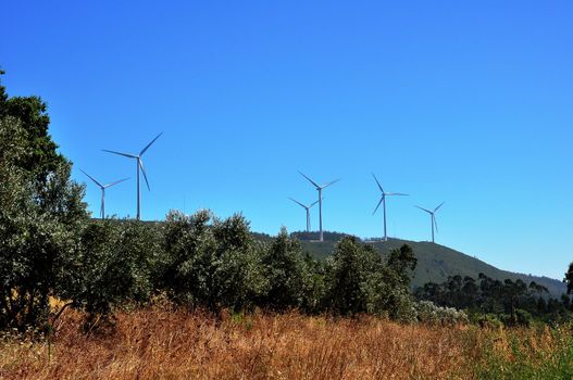 Landscape with wind power generators