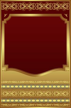 Decorative background with golden frame and decorative patterns