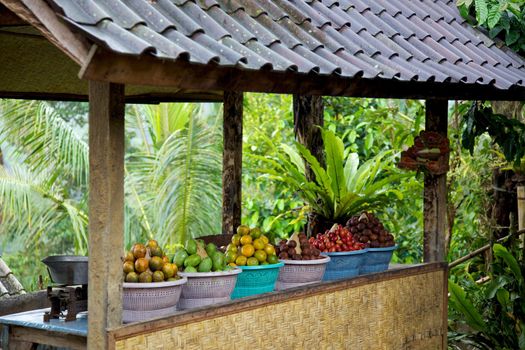 Stall selling tropical fruit on the island of Bali, Indonesia.