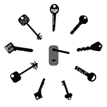 Set of design elements - Keys Silhouettes