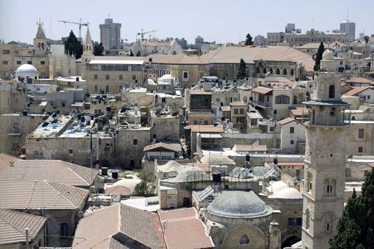 View from one of the roofs in the old city of Jerusalem