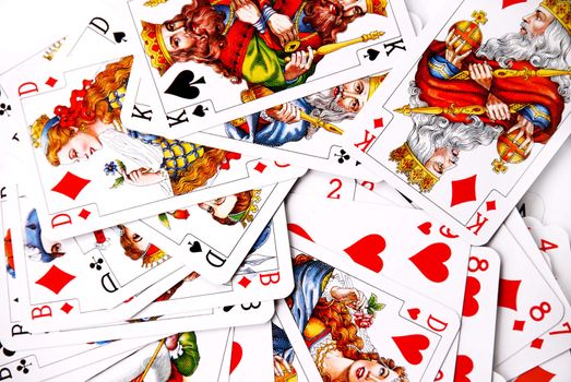 various white playing cards abstract background