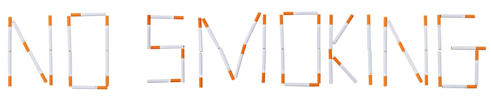 The word take out of cigarettes on the white background - no smoking
