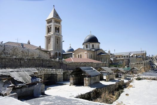 View from one of the roofs in the old city of Jerusalem