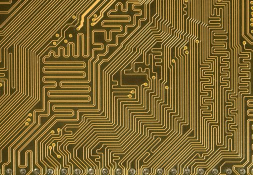 Close-up green circuit board background in hi-tech style