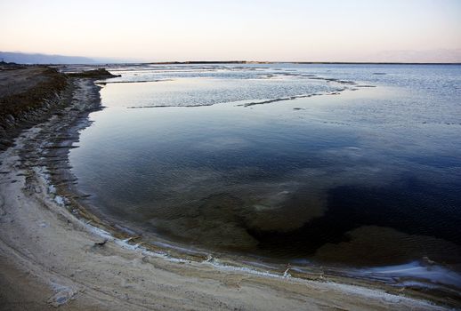 The water of the dead sea view from a nearby mountain