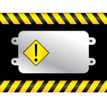 Warning sign on a polish metal plate