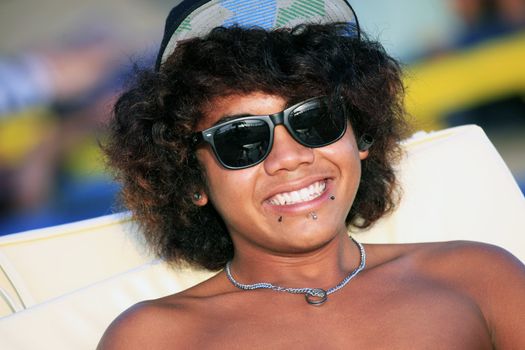 Portrait of young Asian boy smiling. Bali. Indonesia