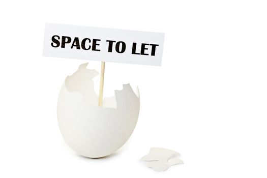 Empty eggshell as concept of estate rent