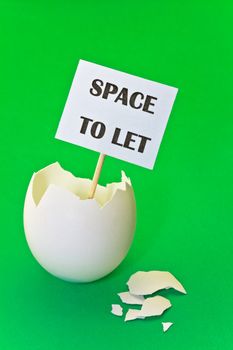 Empty eggshell as concept of estate rent