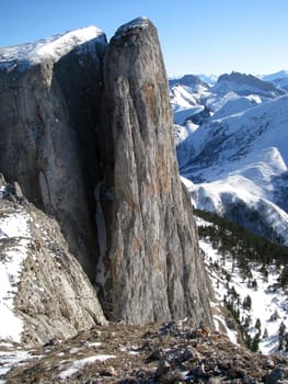 The main Caucasian ridge; rocks; a relief