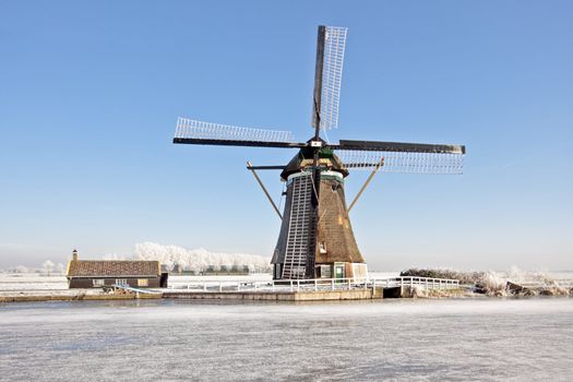Windmill from 1803 in wintertime in the Netherlands

