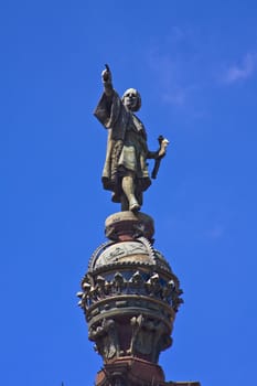 Columbus monument near Las Ramblas in Barcelona Spain