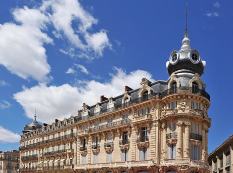 french architecture with Haussmann apartments in Montpellier, Languedoc Roussillon