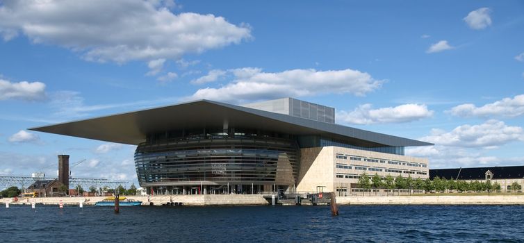 A modern opera house in Central Copenhagen, Denmark.