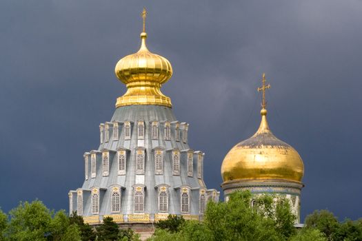 tower and churches in monastery New Jerusalem 
