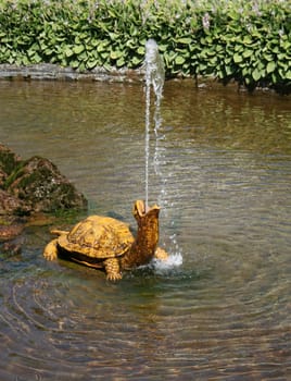 fountain in the pond
